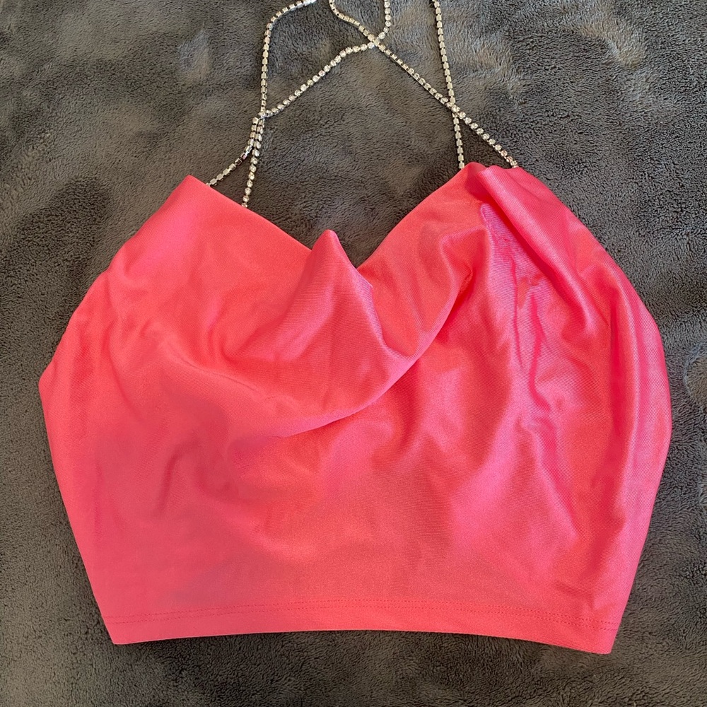 SHEIN Pink Ruched Backless Camisole